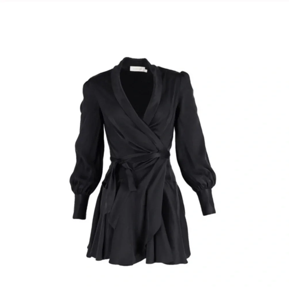 Zimmermann Black Wrap Mini Dress - Picture 1 of 4